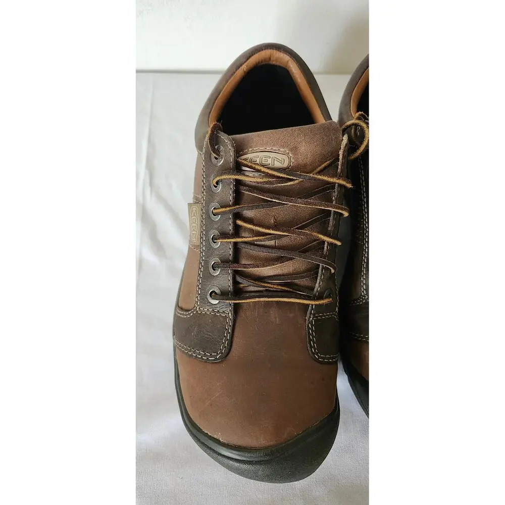 KEEN Austin Men's Leather Shoes Size 12 Chocolate Brown Casual Lace Up
